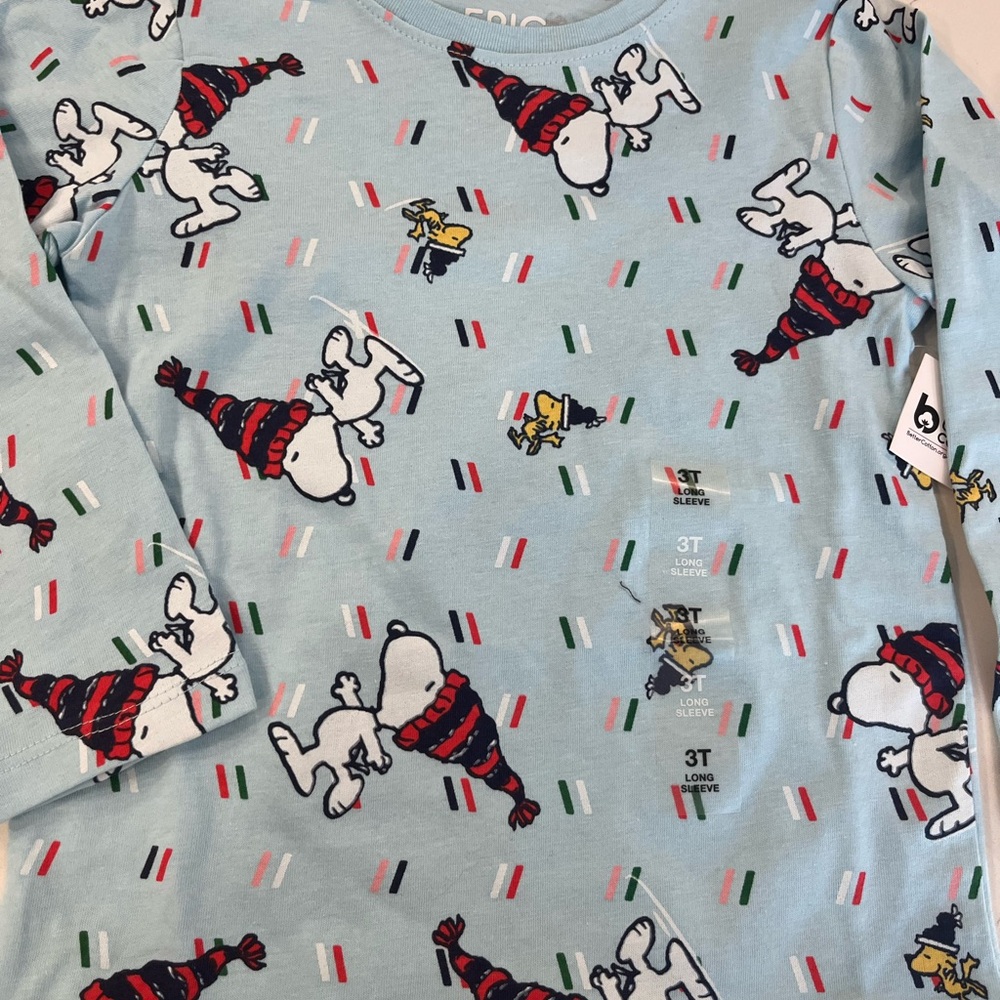 Snoopy & Woodstock Unisex Blue Peanuts Long Sleeve Tee size 3T NWT - Picture 3 of 3